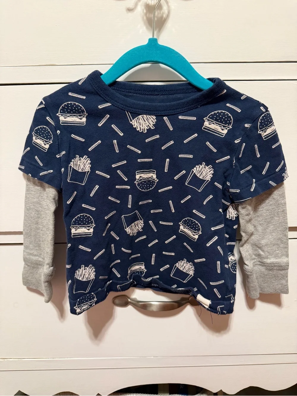 5 FOR $10 BABY BUNDLE - GAP Burger & Fries Layered Long Sleeve with Gray Sleeves